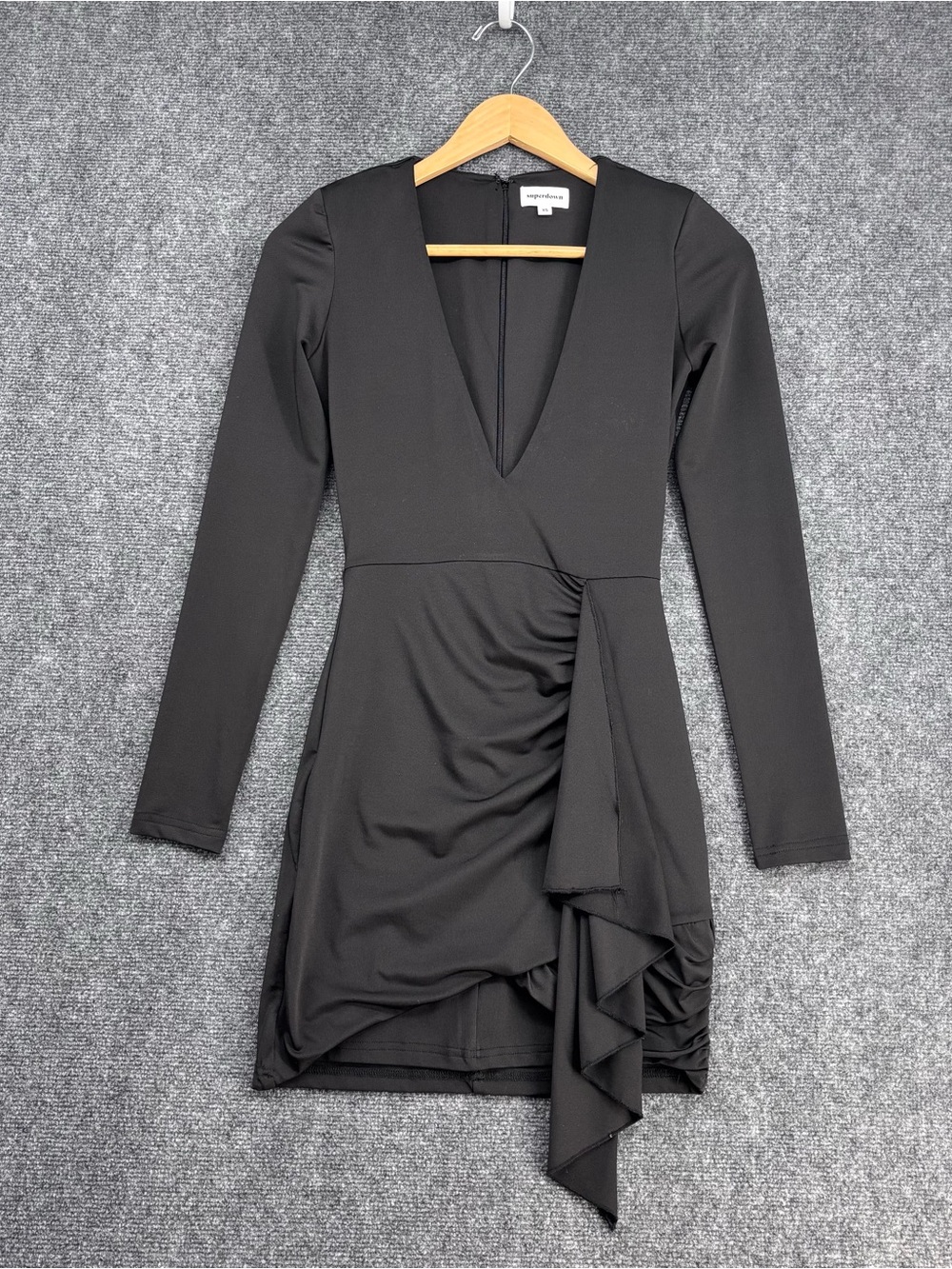 Superdown Martyna Black Deep V Neck Sexy Cocktail Dress Women’s XS